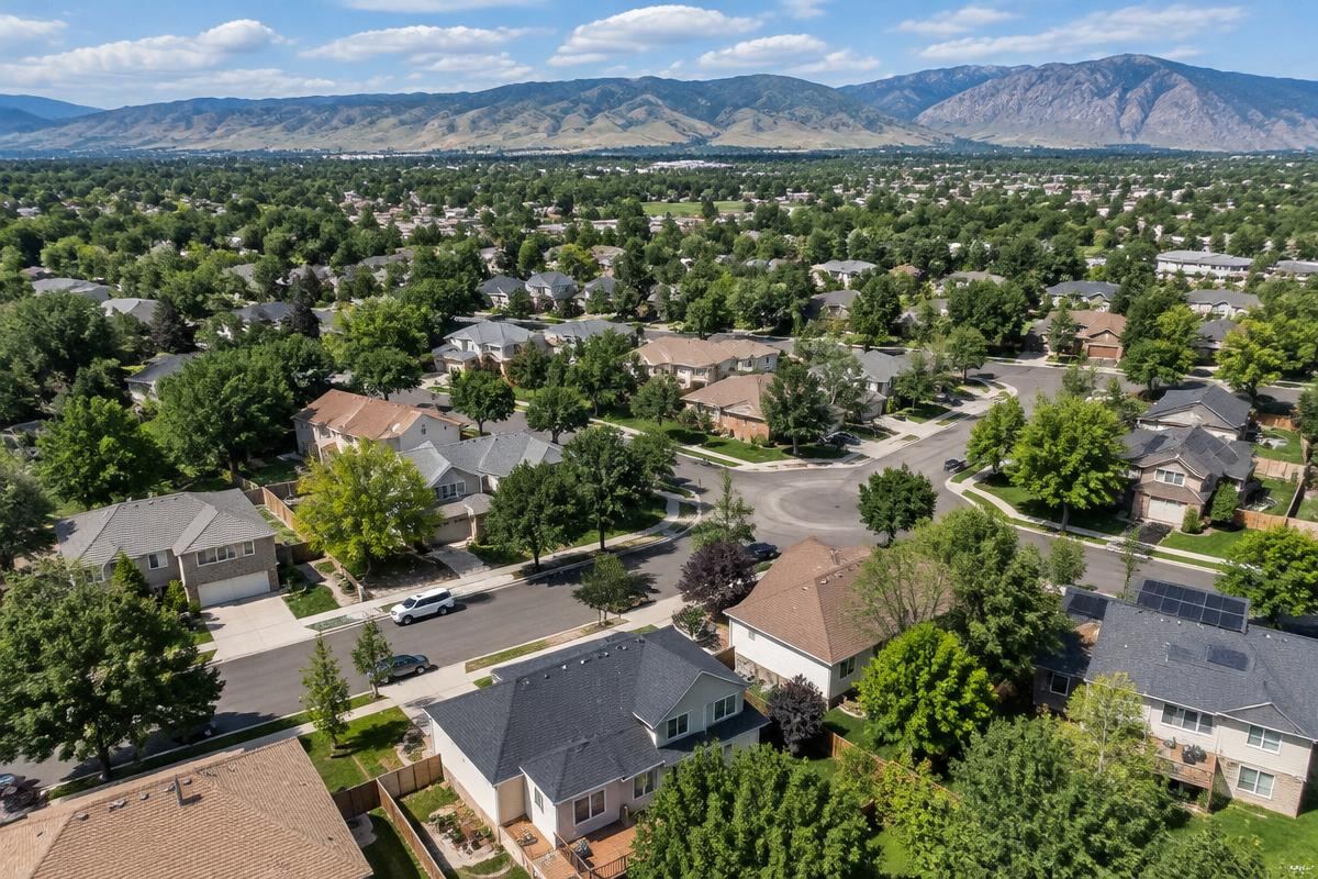 Residential rooftops in Arvada, Colorado